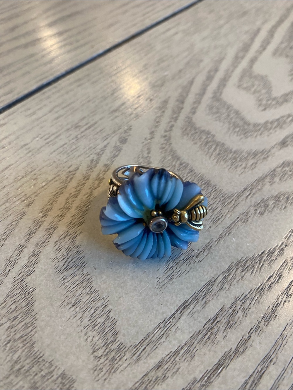 Blue Floral Statement Ring - Women's Jewelry